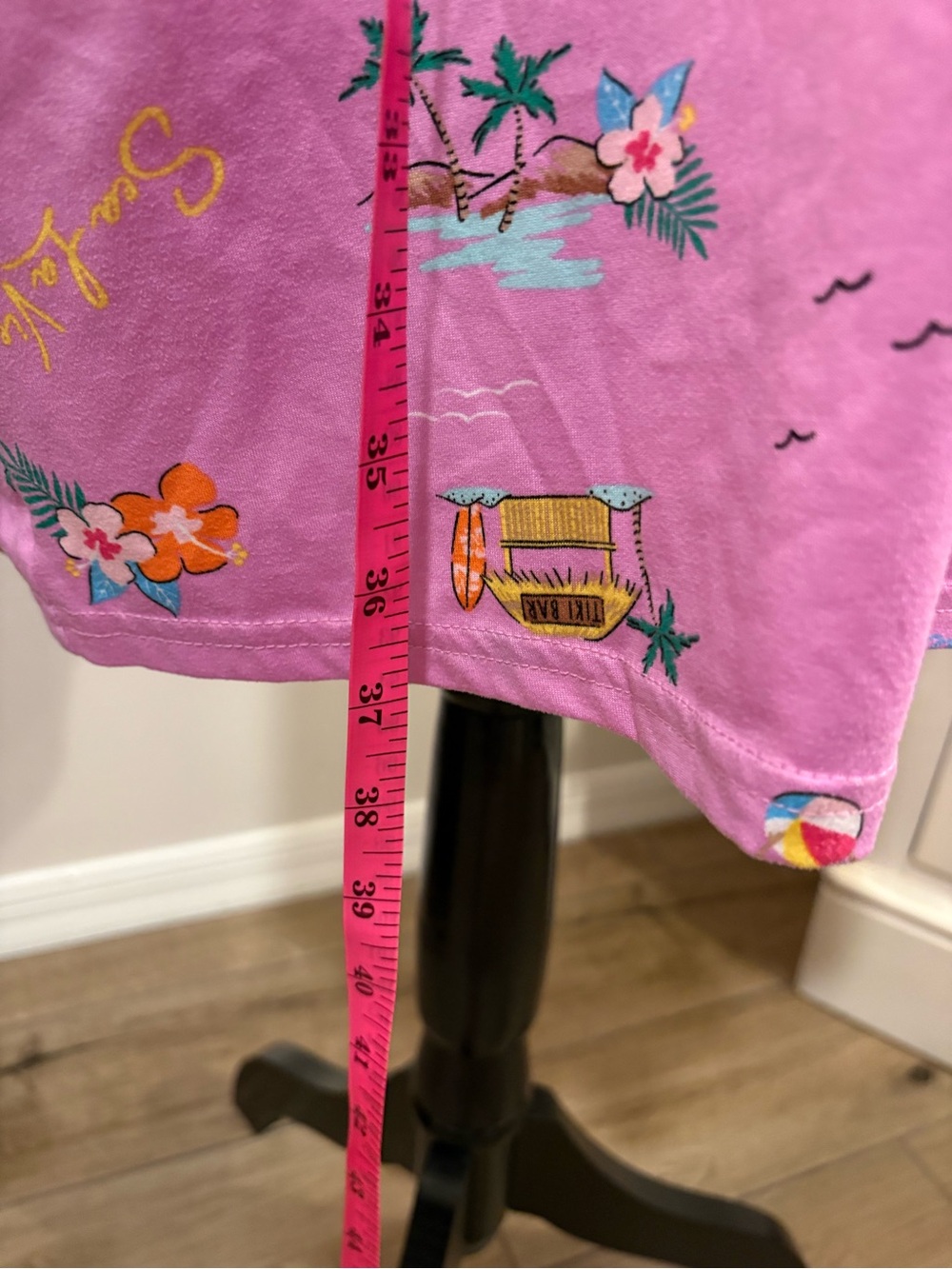 Joyspun Women's Short Sleeve Sleep Shirt with Pockets in Tropical Pink, 2X-3X - Picture 4 of 6